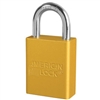American Lock A60A1105YLW Hi-Vis Yellow 1.5" Wide Anodized Aluminum 5 Pin Tumbler Safety Padlock With 1" Shackle, Rekeyable