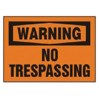 Accuform MADM313VS Signs 7" X 10" Orange And Black Vinyl Value Admittance Sign "Warning No Trespassing"