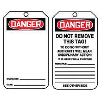 Accuform MDT161CTP Signs 5 3/4" X 3 1/16" Red Black And White PF Cardstock Safety Tag "Danger Do Not Remove This Tag!