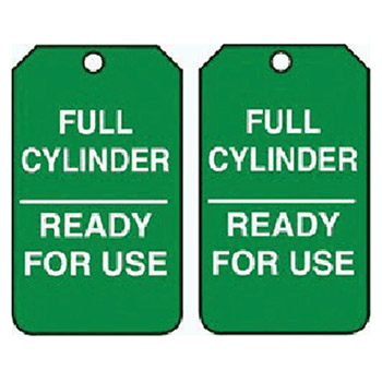 Accuform MGT203CTP Signs 5 7/8" X 3 3/8" Green And White PF-Cardstock Safety Sign "Full Cylinder/Ready For Use" (25 Per)