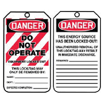 Accuform MLT405CTP Signs 5 7/8" X 3 1/8" Red Black And White PF-Cardstock Two-Sided Tagout Safety Tags "Danger Do Not