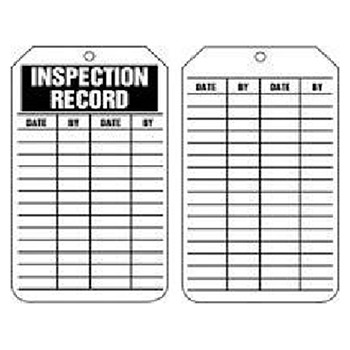 Accuform TRS307CTP Signs 5 7/8" X 3 1/8" PF Cardstock Record Tag "Inspection Record" (25 Per Package)