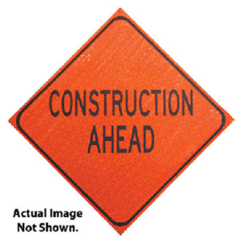 Jackson Safety 3016041 by Kimberly Clark 36" Fluorescent Orange And Black Marathon Roll-Up Sign "Men Working"