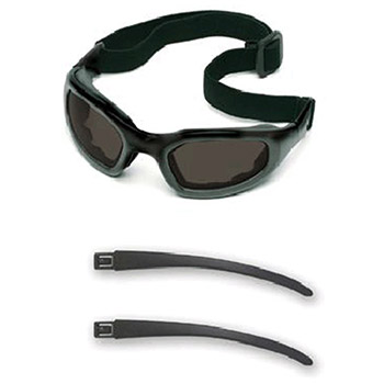 Aearo 3M 40687-00000 Maxim 2X2 Impact Goggles With Black Nylon Dual Lens Frame Gray Anti-Fog Lens Elastic Band And Air Bladder