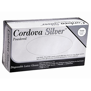 Cordova Disposable Gloves Cordova Silver Latex Industrial Grade 4020