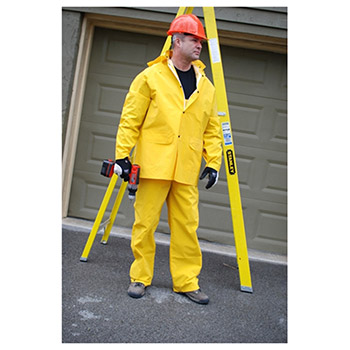 Cordova R9023FR StormFront FR 3pc Rainsuit, Yellow .35mm PVC/Polyester Fabric, Flame Resistant (ASTM D6413), Each