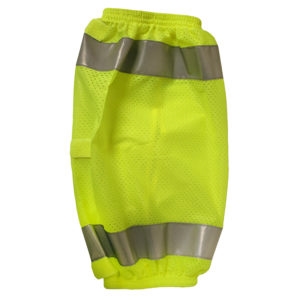 Hi- Vis Mesh Leg Gaiters, ANSI/ISEA 107-2015 Class E Compliant, Lime Mesh, 2-Inch Silver Reflective Tape, Three Hook & Loop Straps, Elastic at Both Ends, One Pair Per Polybag, One Size filts All, 50 Pr/Case