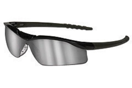 Crews Dallas Black Polycarbonate Frame Safety Glasses With Silver Mirror Duramass Anti-Scratch Lens