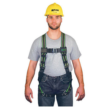 Miller By Honeywell DFPE8504UGN Universal DuraFlex Full Body Style Harness With Back D-Ring, Friction Shoulder Strap Buckle, Tongue Leg Strap Buckle, Mating Chest Strap Buckle, Sub-Pelvic Strap, Pull-Down Adjustment And Pull-Free Lanyard Ring