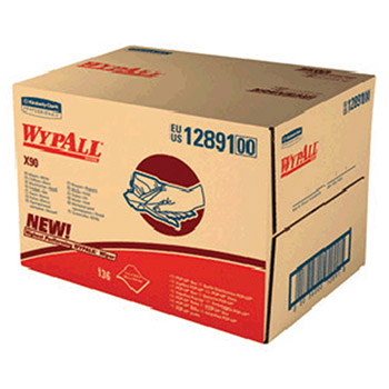 Kimberly-Clark 12891 Professional 11.1" X 16.8" White WypAll X90 Heavy Duty Cloth Wipers (136 Sheets Per BRAG Box)