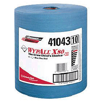 Kimberly-Clark 41043 12 1/2" X 13.4" Blue WYPALL X80 SHOPPRO Jumbo Roll Shop Towels (475 Per Roll)