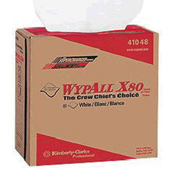 Kimberly-Clark 41048 12.5" X 16.8" White WYPALL X80 1/4 Fold SHOPPRO Shop Towels In Pop-Up Box (80 Per Box)