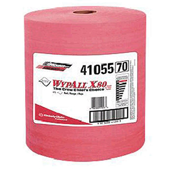 Kimberly-Clark 41055 12 1/2" X 13.4" Red WYPALL X80 SHOPPRO Jumbo Roll Shop Towels (475 Per Roll)