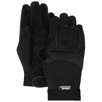 Majestic Leather Palm Gloves Black Rev.Cow Knit Back 2120