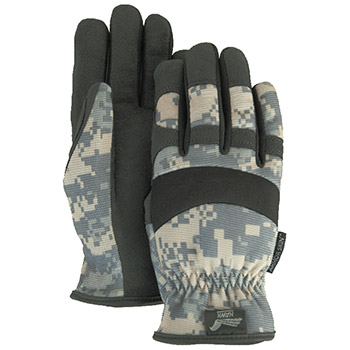 Majestic Leather Palm Gloves Synthetic Camo Knit Back Slip On 2136C1