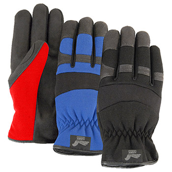 Majestic Leather Palm Gloves Synthetic Knit Back Slip On 2136R