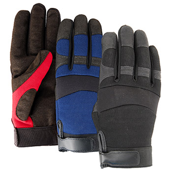 Majestic Leather Palm Gloves Synthetic Knit Back Velcro 2137BK