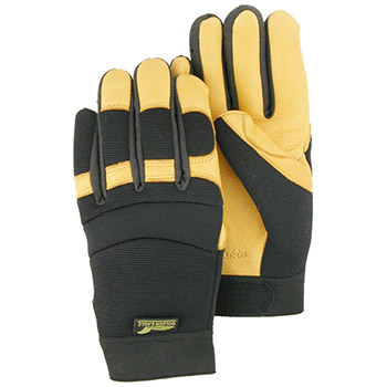 Majestic Leather Palm Gloves Gold Deerskin Knit Back 2150