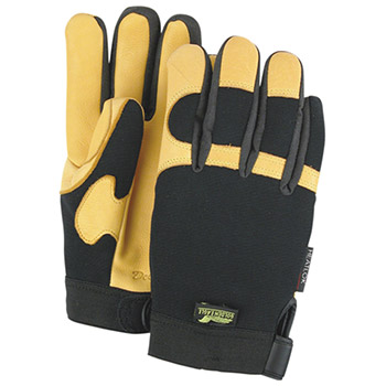 Majestic Leather Palm Gloves Gold Deer Lined Knit Bck 2150H