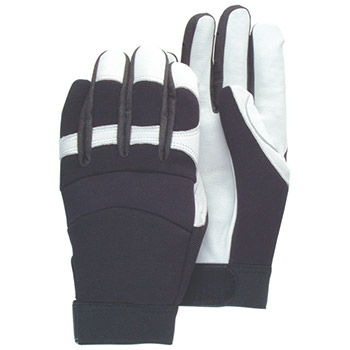 Majestic Leather Palm Gloves White Goat Knit Back 2153