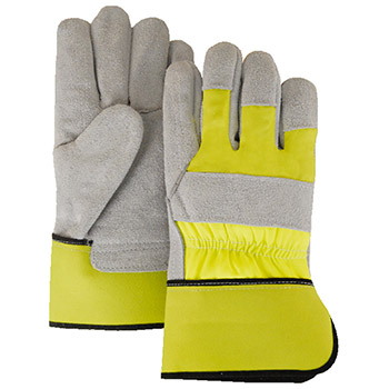 Majestic Leather Palm Gloves Split Double Yellow 2501CDY