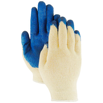 Majestic Coated Gloves Rubber Palm White Blue Knit 3379
