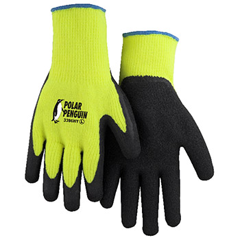 Majestic Coated Gloves Rubber Palm Winter HV Yellow Knit 3396HY