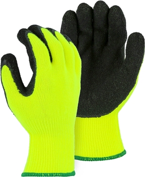 Majestic Coated Gloves Rubber Palm High Visibility HV Yellow 3397HYN