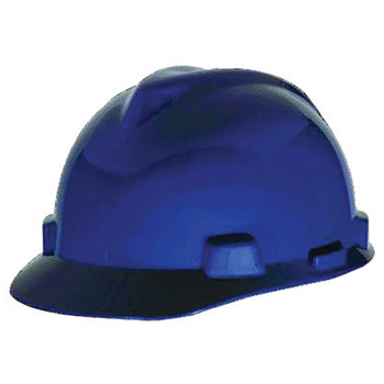 MSA MSA10057442 Blue Class E Type I V-Gard Polyethylene Slotted Style Hard Cap With 1-Touch Suspension, Per Each