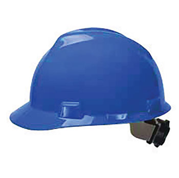 MSA MSA475359 Blue Class E Type I V-Gard Polyethylene Slotted Style Hard Cap With 4-Point Fas-Trac Ratchet Suspension