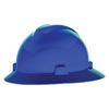 MSA MSA475368 Blue Class E Type I V-Gard Polyethylene Slotted Style Hard Hat With Fas-Trac Ratchet Suspension
