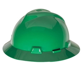 MSA MSA475370 Green Class E Type I V-Gard Polyethylene Slotted Style Hard Hat With Fas-Trac Ratchet Suspension