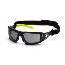 Pyramex Fyxate Dielectric Safety Glasses, Lime Rubber Temple Tips and Nosepiece and Frame, Gray H2XMAX Anti-Fog Polycarbonate Single Wraparound Lens, Foam Padded, Per Dz