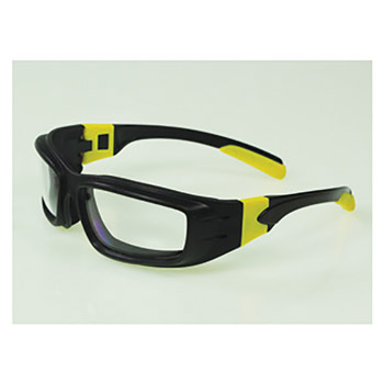 Radnor RAD64051641 Panzer Sealed Safety Glasses With Black And Yellow Frame And Clear Anti-Fog Lens, With Extra Strap, Per Ea