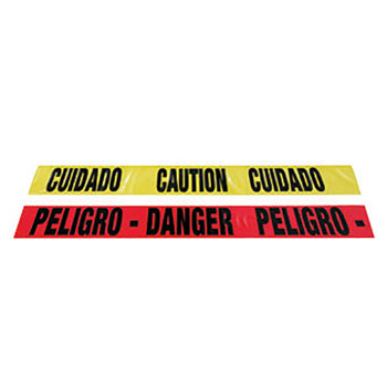 Radnor RAD64055724 3" X 1000' Yellow 2 Mil Bilingual Barricade Tape "Caution Cuidado"