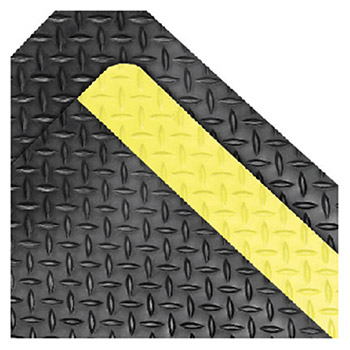 Superior 490S0023YB Manufacturing Notrax 2' X 3' Black 9/16" Thick Dura Trax Dry Area Anti-Fatigue Floor Mat With Yellow