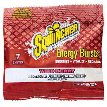 Sqwincher SQW010371-WB 1 Ounce Wild Berry Electrolyte Chews - Yields 143 Ounces