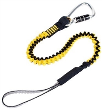 DBI-SALA Hook2Loop Bungee tool Tether, Locking Carabiner, Tubular Webbing, 31 in. length relaxed, 52 in. in Length Stretched, Medium Size, Weight Capacity of 35 lbs. Per Ea