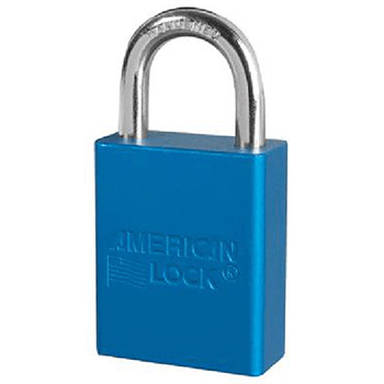 American Lock 1105BU Blue Padlock With 1 1/2" Solid Aluminum Body 1" Shackle (Keyed Differently)