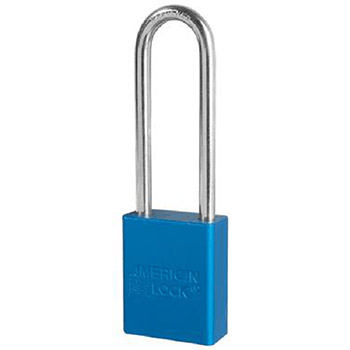 American Lock 1107BU Blue Padlock With 1 1/2" Solid Aluminum Body 3" Shackle (Keyed Differently)