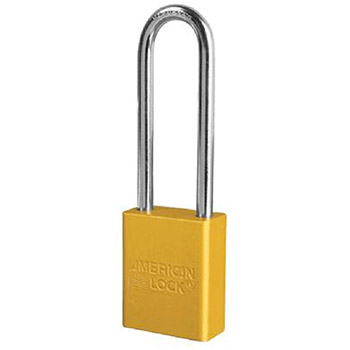 American Lock 1107YW Yellow Padlock With 1 1/2" Solid Aluminum Body 3" Shackle (Keyed Differently)