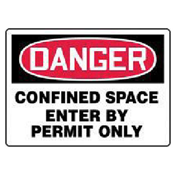 Accuform MCSPD40BVP Signs 7" X 10" Red Black And White Plastic Value Permit Sign "Danger Confined Space Enter By Permit