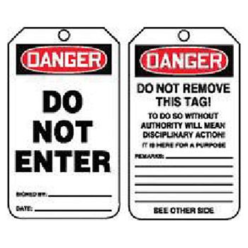 Accuform MDT164CTP Signs 5 7/8" X 3 1/8" PF Cardstock Accident Prevention Tag "Danger Do Not Enter" With Disciplinary Ac