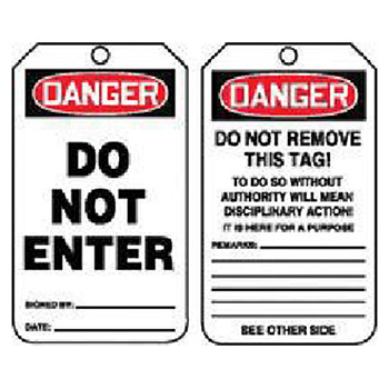 Accuform MDT187CTP Signs 5 7/8" X 3 1/8" PF Cardstock Accident Prevention Tag "Danger Do Not Enter" With Do Not Remove