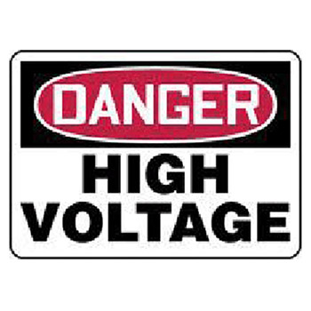 Accuform MELCD09VS Signs 7" X 10" Red Black And White Adhesive Vinyl Value High Voltage And Hazard Sign "Danger High Vo