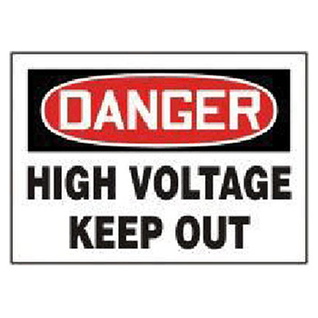 Accuform MELCD10VS Signs 7" X 10" Red Black And White Adhesive Vinyl Value High Voltage And Hazard Sign "Danger High