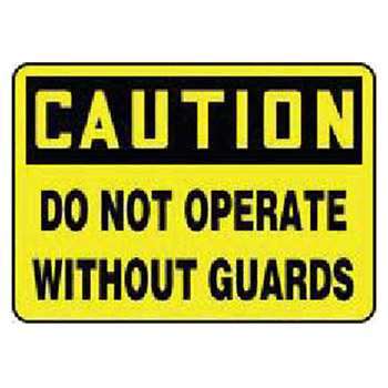 Accuform MEQC12BVS Signs 7" X 10" Black And Yellow Adhesive Vinyl Value Machine Guarding Sign "Caution Do Not Operate