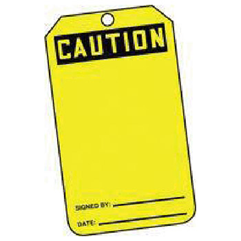 Accuform MGT200CTP Signs 5 7/8" X 3 1/8" PF Cardstock Accident Prevention Tag "Caution" (25 Per Package)