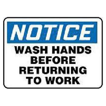 Accuform MHSK40BVS Signs 7" X 10" Blue Black And White Adhesive Vinyl Value Wash Hands Sign "Notice Wash Hands Before