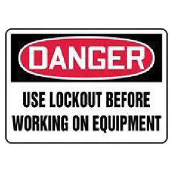 Accuform MLKT021VS Signs 7" X 10" Red Black And White Adhesive Vinyl Value Lockout Sign "Danger Use Lockout Before Work